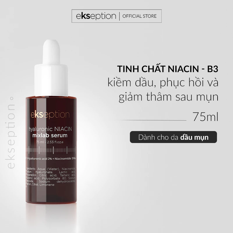Tinh Chất Ekseption Hyaluronic Niacin Mixlab Serum Hỗ Trợ Làm Sáng Da Mờ Thâm Mụn 75ml
