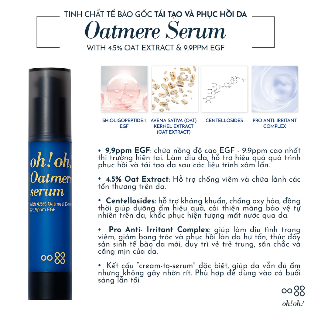 Tinh Chất Tế Bào Gốc Oh!Oh! Oatmere Serum Hỗ Trợ Phục Hồi, Tái Tạo Da 25ml