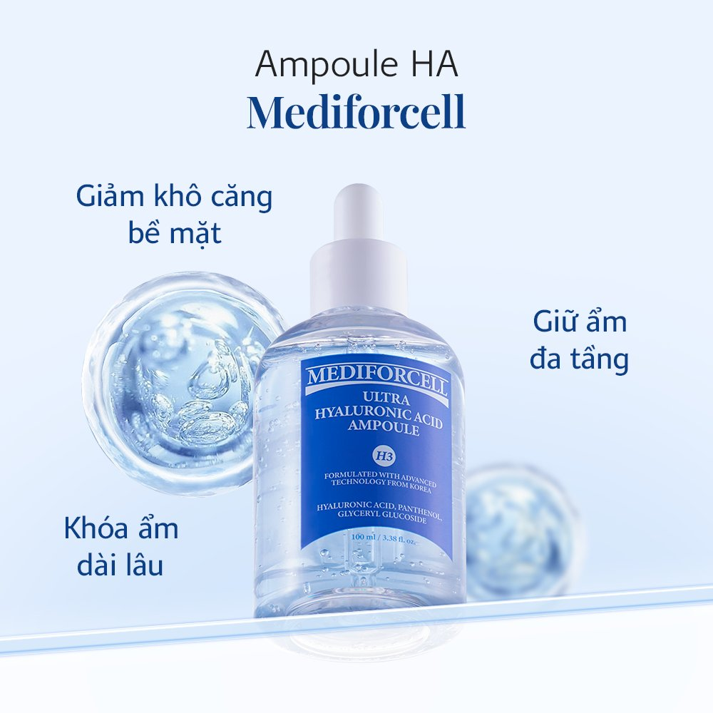 Tinh Chất Mediforcell Ultra Hyaluronic Acid Ampoule Dưỡng Ẩm, Làm Dịu Da 100ml