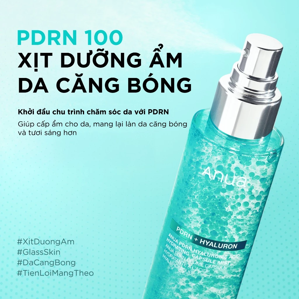 Xịt Khoáng Anua PDRN Hyaluronic Acid Hydrating Capsule Mist Cấp Ẩm Phục Hồi Da 100ml