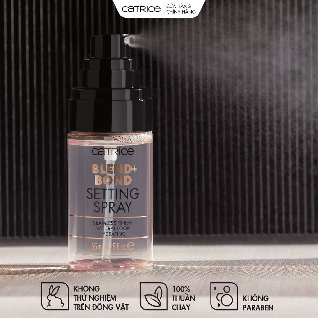 Xịt Cố Định Trang Điểm Catrice Blend & Bond Setting Spray Dưỡng Ẩm, Căng Min Tự Nhiên 55ml