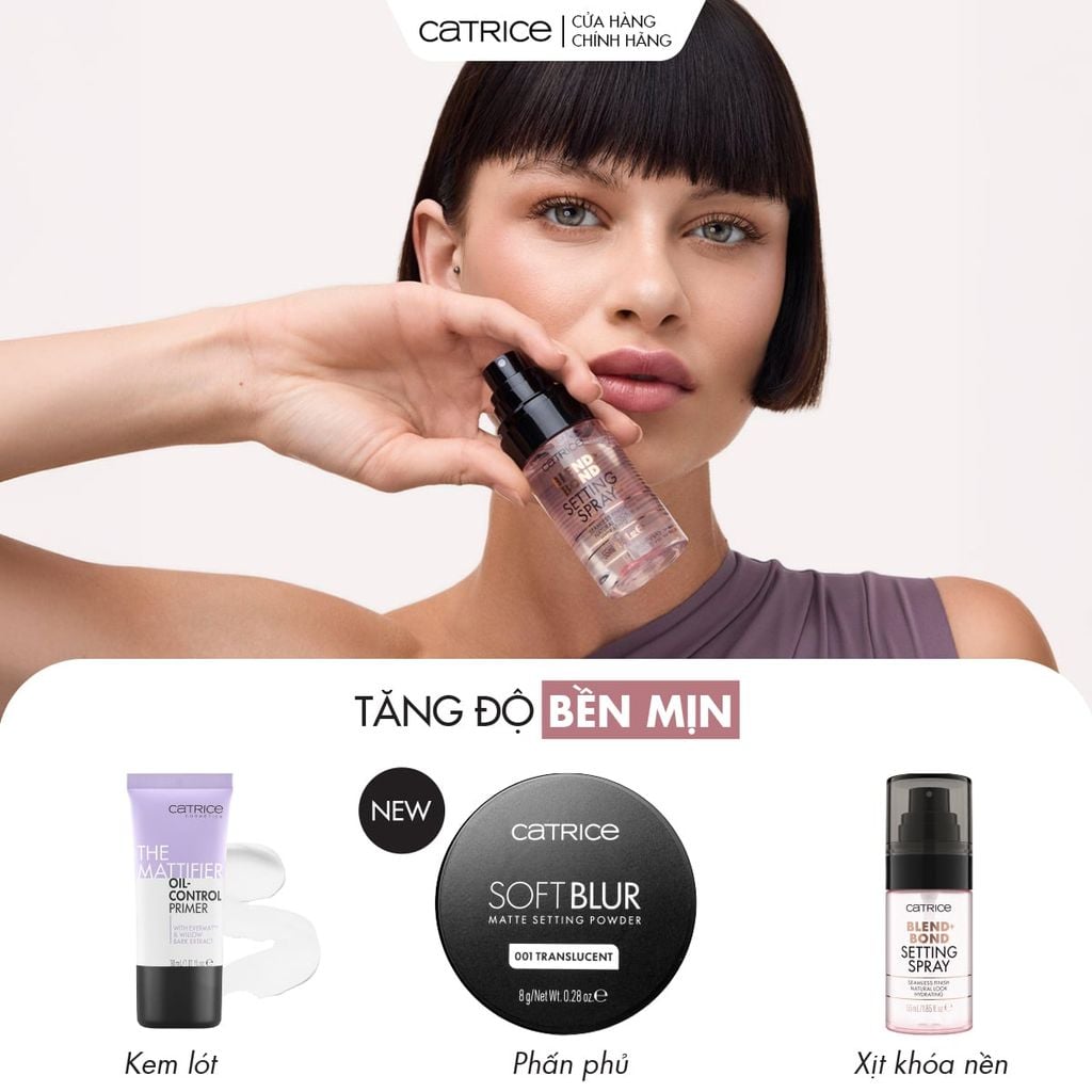 Xịt Cố Định Trang Điểm Catrice Blend & Bond Setting Spray Dưỡng Ẩm, Căng Min Tự Nhiên 55ml