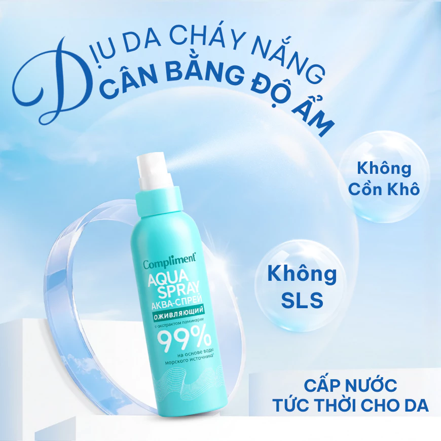 Xịt Khoáng Compliment Cooling Aqua Spray 99% Giúp Cấp Nước, Kiềm Dầu Làm Dịu Da 200ml
