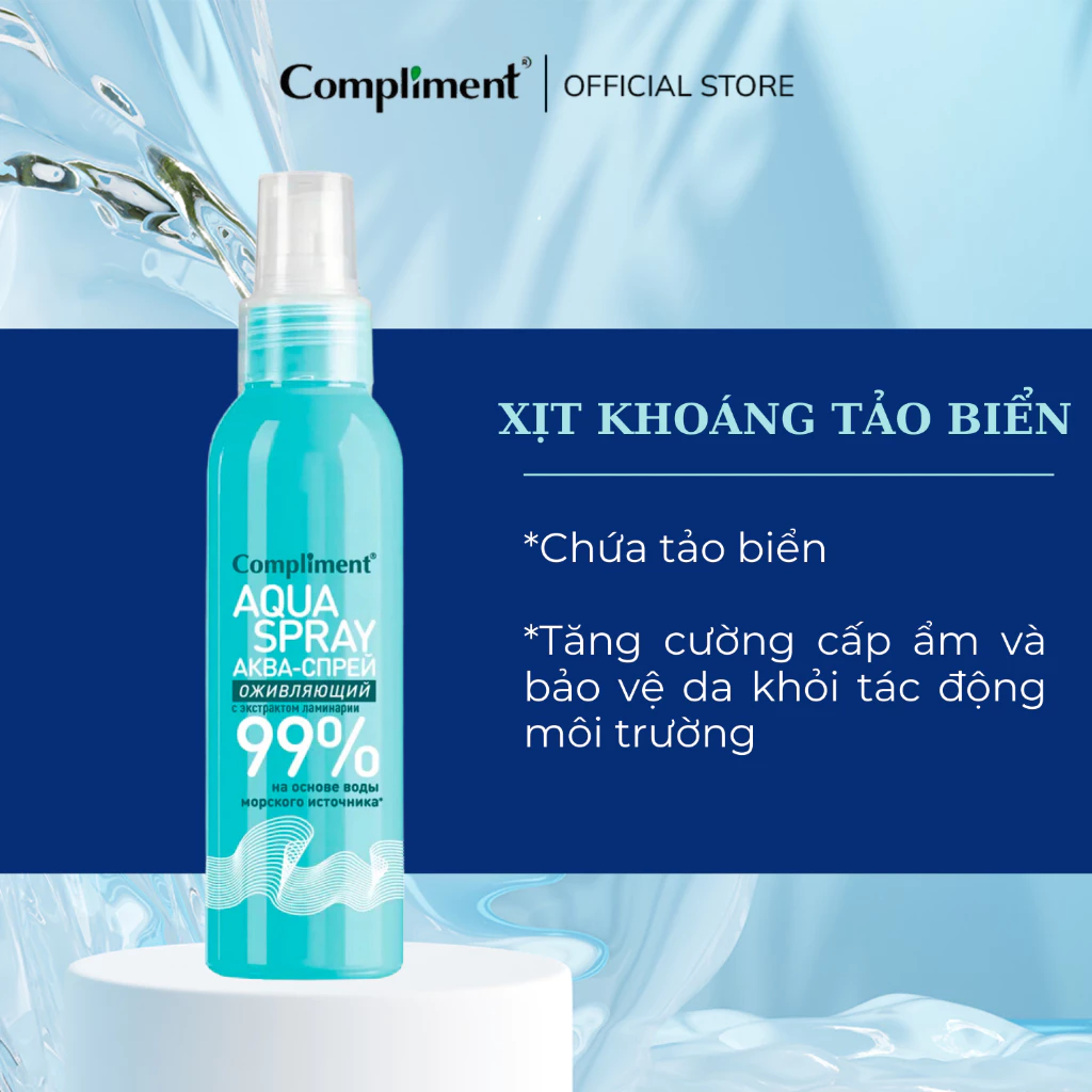 Xịt Khoáng Compliment Cooling Aqua Spray 99% Giúp Cấp Nước, Kiềm Dầu Làm Dịu Da 200ml