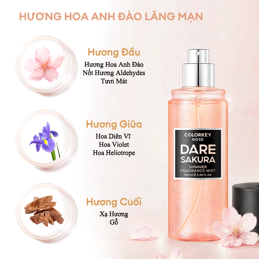 Xịt Thơm Toàn Thân Colorkey Rosé Crush Shimmer Fragrance Mist 100ml (Phiên Bản Mới)
