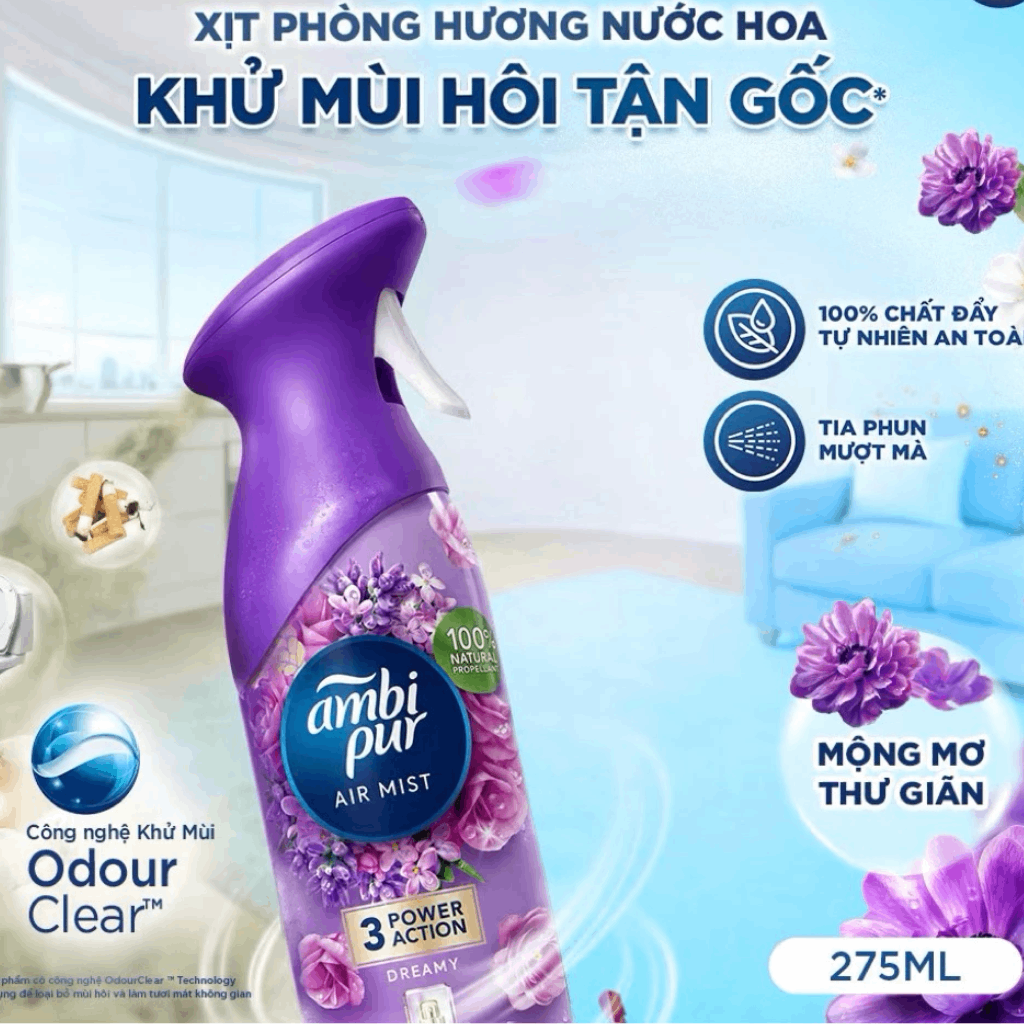 Xịt Thơm Phòng Khử Mùi Ambi Pur Air Mist Hương Nước Hoa 275ml