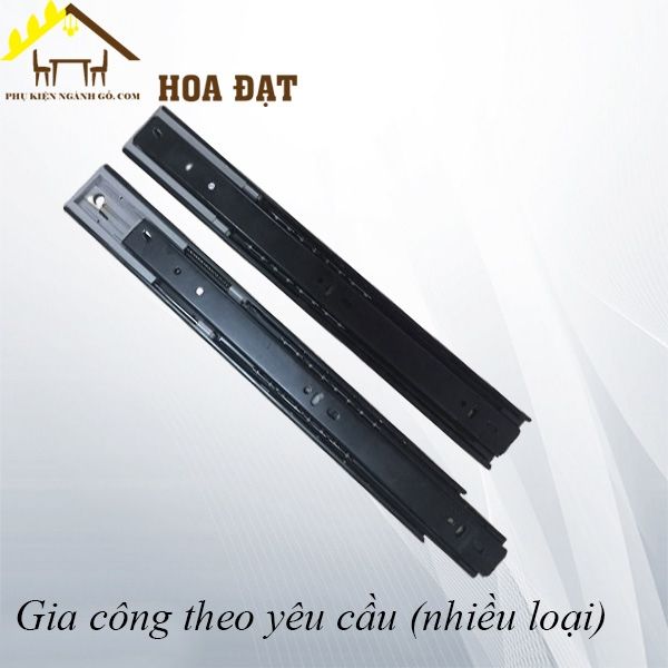 Ray bi 3 tầng giảm chấn, bản 45mm, màu đen KP ngăn hộc kéo