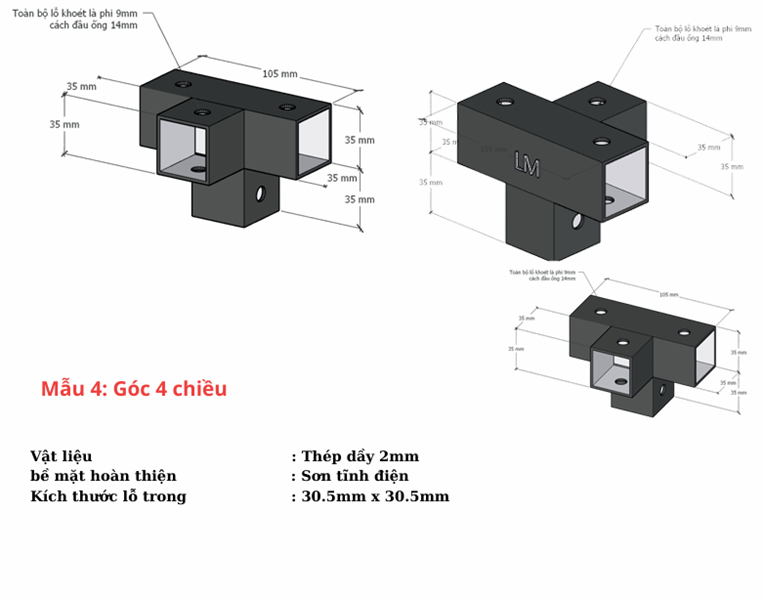 Pat (bas) sắt, sơn đen mờ Vinahardware - VNH69352B
