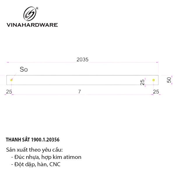 Thanh sắt, sơn đen mờ Vinahardware - VNH203550B