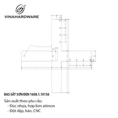 Pat (bas) sắt sơn đen mờ Vinahardware - VNH5444655B