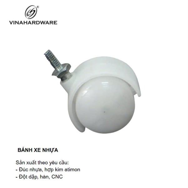 Bánh xe nhựa, loại tyren, có khóa, màu trắng trong Vinahardware - CT50817CK