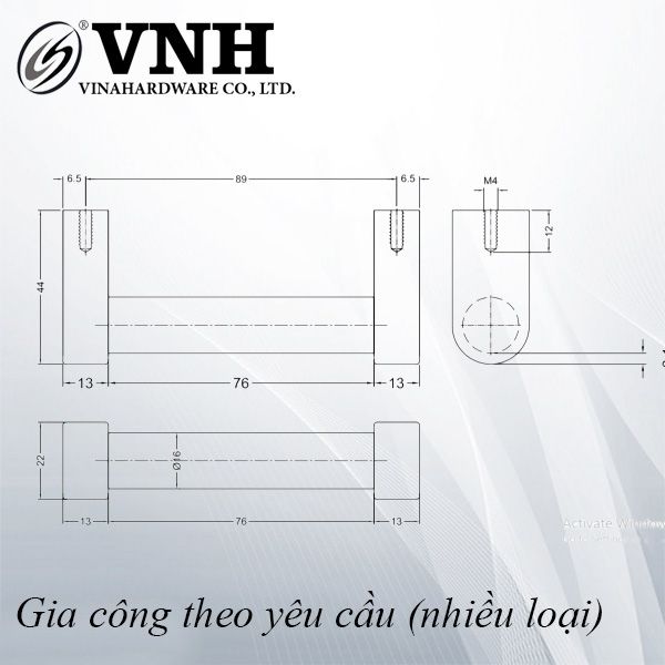 Tay nắm âm sắt 89x44x22mm, sơn đen mờ Vinahardware - VNH894422B