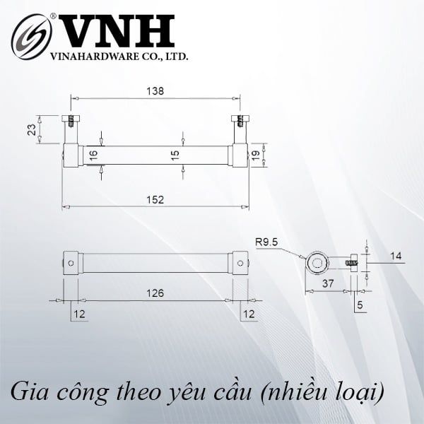 Tay nắm tủ sắt, sơn ED - VNH152138ED