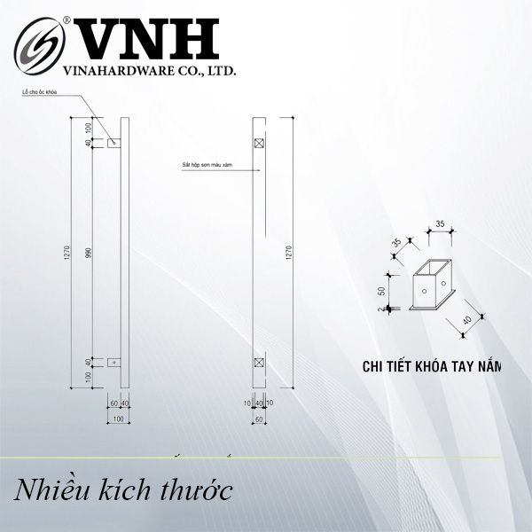 Tay nắm cửa inox mạ PVD Vinahardware- VNH1271030I