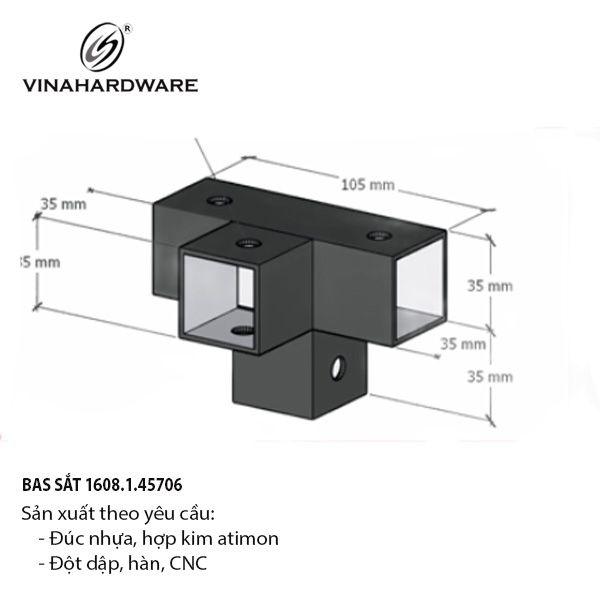 Pat (bas) sắt, sơn đen mờ Vinahardware - VNH69352B