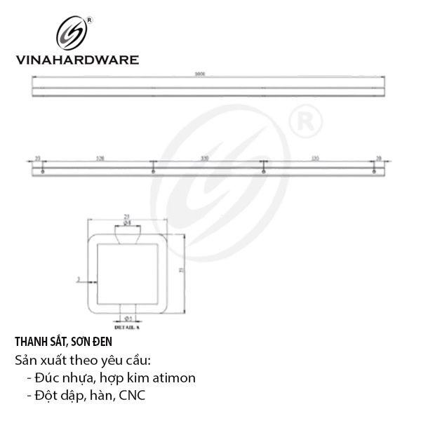 Thanh sắt, sơn đen mờ Vinahardware