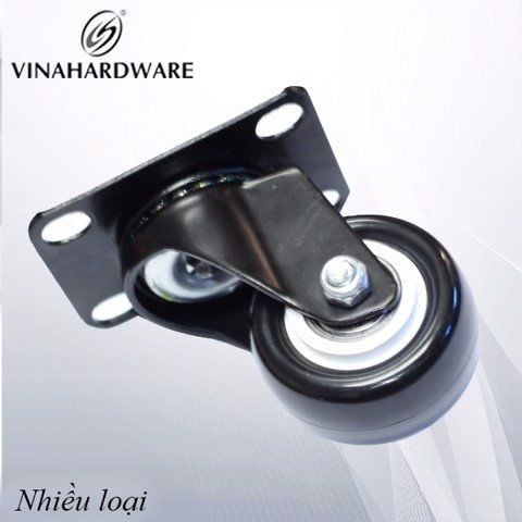 Bánh xe tủ nhựa cao cấp phi 65mm, không khóa, tổng cao 90-96mm VNH CT2058D70KK