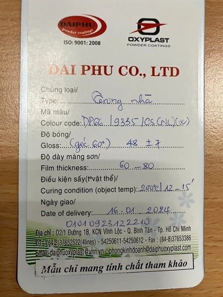 Bột sơn tĩnh điện Vinahardware – Mã 1501.3.0001