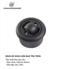 Bánh xe nhựa gắn bas trụ tròn, màu đen Vinahardware - CT0015B