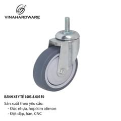 Bánh xe đẩy y tế không khóa, nhựa mềm Vinahardware - CT12P150