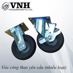 Bánh xe cao su, đế vuông, có khóa, màu đen Vinahardware - CT0150CK