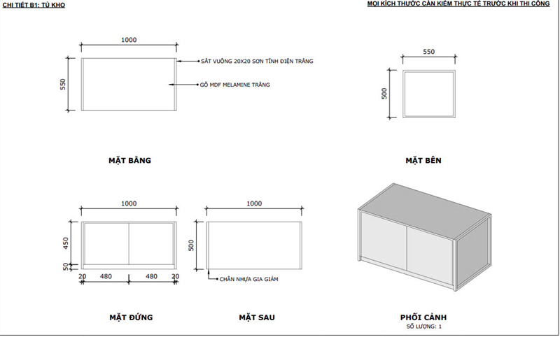 Tủ kho nhỏ, sơn trắng - VNH500800W