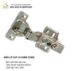 Bản lề cup 35 giảm chấn, đế cố định, inox 304 Hammered - H0022A