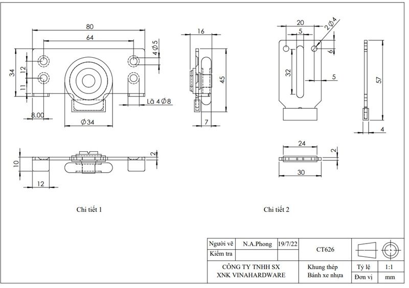 Bánh xe cửa lùa - Mã 1410.4.01015