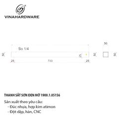 Thanh sắt, sơn đen mờ Vinahardware - VNH203550B