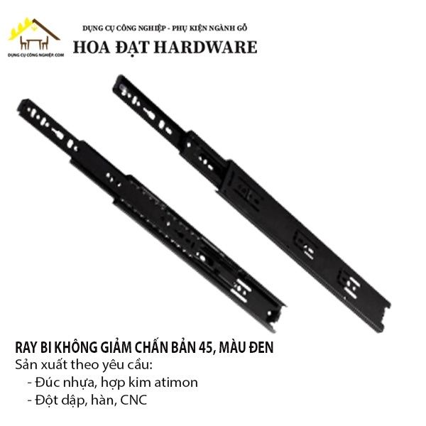 Ray bi 3 tầng không giảm chấn, bản 45, màu đen Ivan ngăn hộc kéo