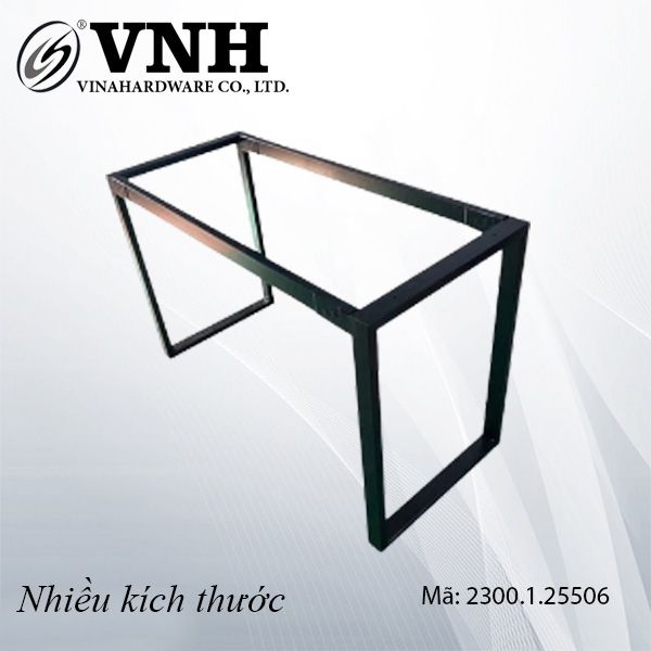 Khung bàn sắt tháo ráp rời dùng ngàm 25x50mm, sơn đen mờ Vinahardware