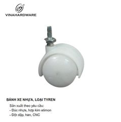 Bánh Xe Nhựa Trắng Ty Ren Không Khóa – Mã 1403.3.87040