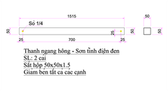 Thanh sắt, sơn đen mờ Vinahardware - VNH203550B