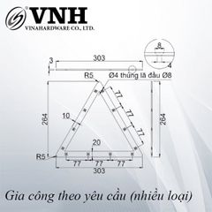 Pat (bas) sắt tam giác, sơn đen mờ Vinahardware - VNH22025205B