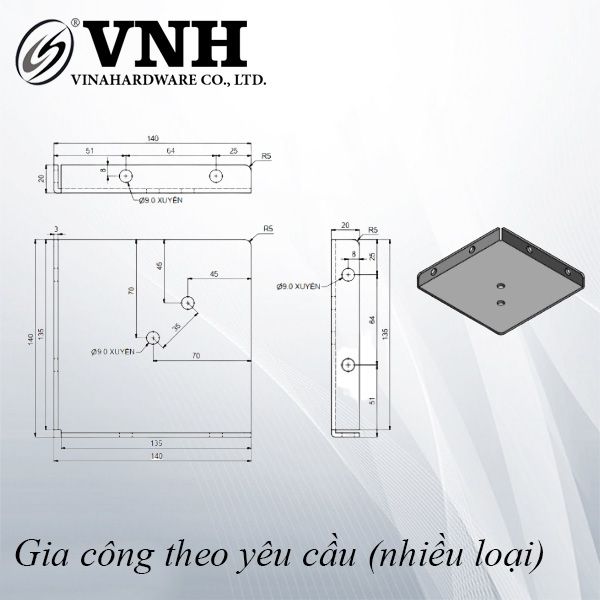 Pat (bas) sắt 140x140x3mm - VNH14014003B