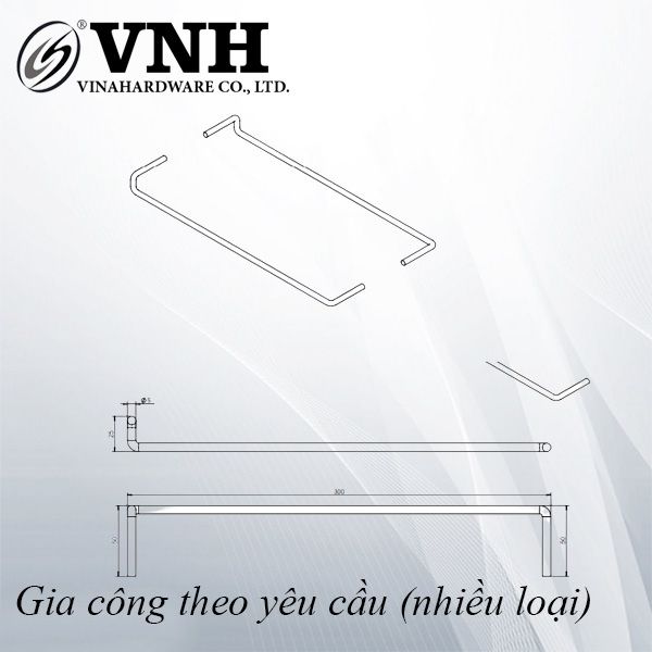 Tay nắm 300x25x50x5mm, đánh bóng - VNH3002550I
