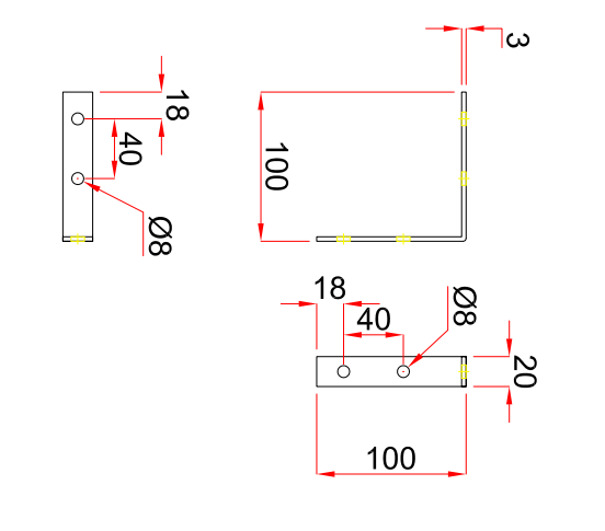 Pat ( Bas) sắt L 100x100x20x3, bảy màu-SP028335