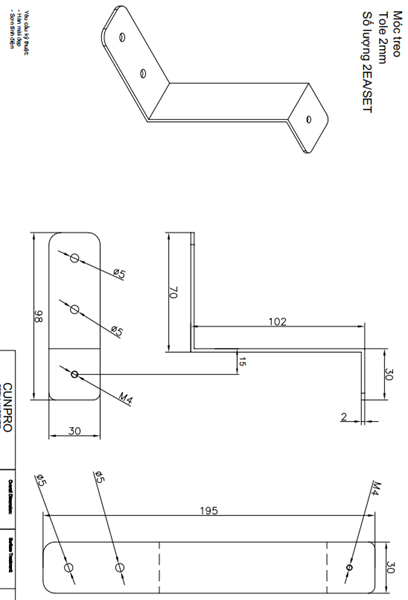 Pat (bas) móc treo chữ Z Vinahardware - VNH1027030B
