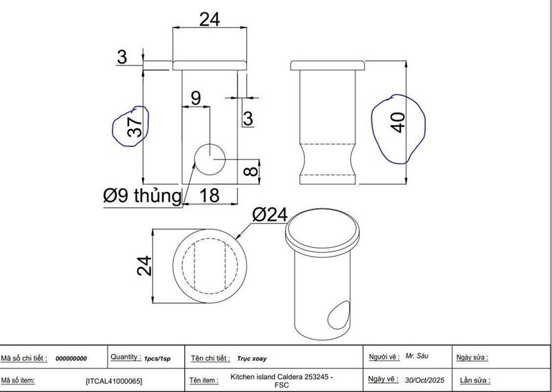 Trục xoay Vinahardware, xi test muối crom 72h - HDFA822