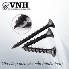 Vít đầu bằng răng thưa, thân ốm M4, màu đen-VG420B23T