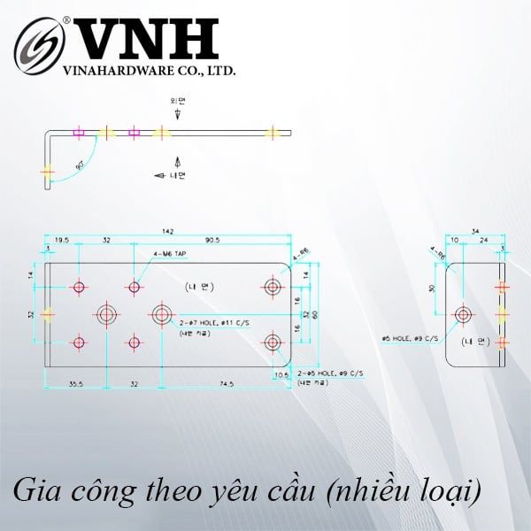 Pát (bas) sắt chữ L, sơn vàng đồng - VNH14234