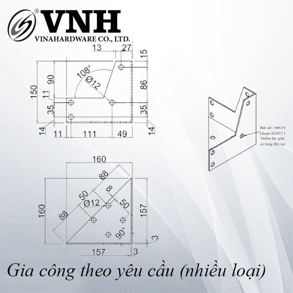 Pát (Bas) ke góc, sơn vàng đồng - VNH160157