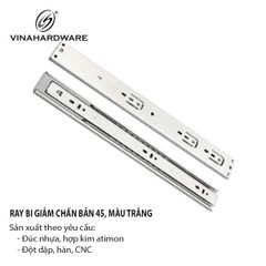 Ray bi 3 tầng giảm chấn, bản 45, màu trắng Vinahardware ngăn hộc kéo