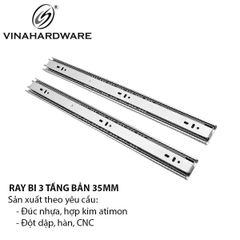 Ray trượt bi 3 tầng Vinahardware bản 35, màu trắng