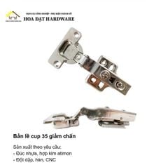 Bản lề cup 35 giảm chấn, đế cố định, inox 304 Hammered - H0022A