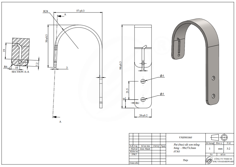 Pát Móc Sắt 1608.1.00115 – Giải pháp treo chắc chắn cho nội thất & ngoài trời