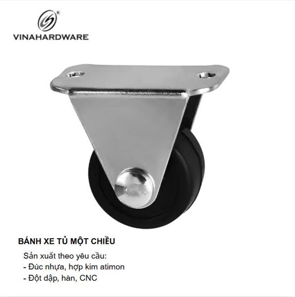 Bánh xe tủ một chiều, màu đen Vinahardware - CT0965D40