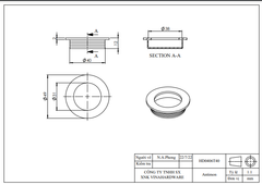 Tay nắm âm tròn Vinahardware - HD0406T54
