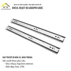 Ray trượt bi 3 tầng bản 35, màu trắng ngăn hộc kéo