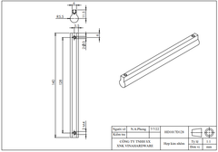 Tay nắm tủ dài, loại PE, hai đầu tròn-HD1017D160